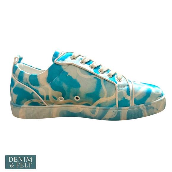 Christian Louboutin Louis Junior Spikes Low Top Sneakers Blue White Size 42 main image 6